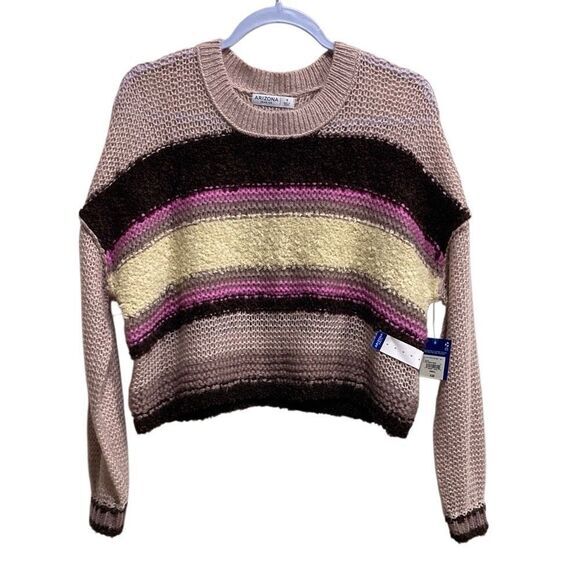 Arizona Jean Co Colorblock Cropped Fuzzy Knit Sweater – Mauve Combo | Size Small - Picture 1 of 11